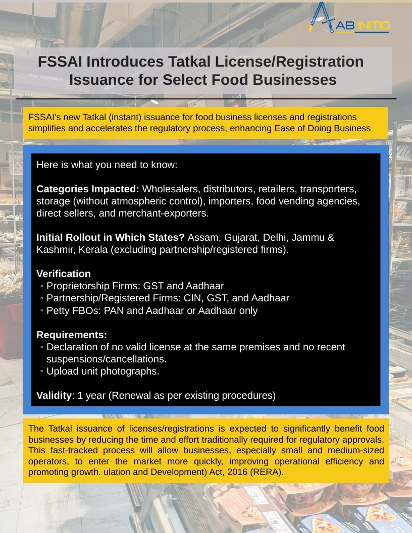 SSAI Introduces Tatkal License/Registration Issuance for Select Food Businesses